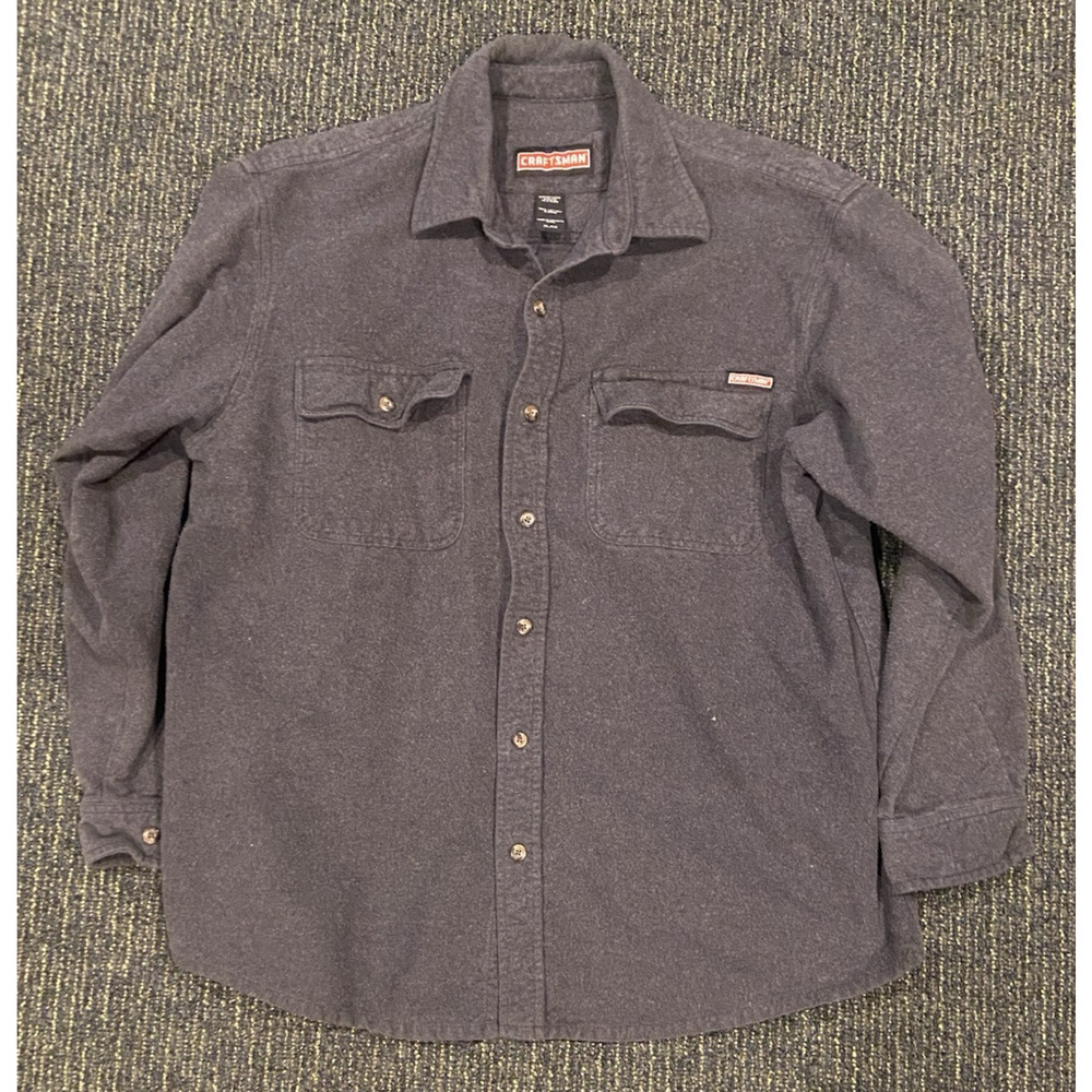 Craftsman Heavy Duty Cotton Work Shirt Mens XL Gray Long Sleeve